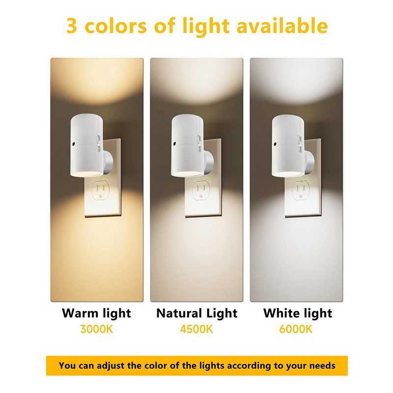 Night Light Plug-in Wall Mounted with Dusk To Dawn Sensor Adjustable Brightness Suitable for Corridors and Stairs M251128