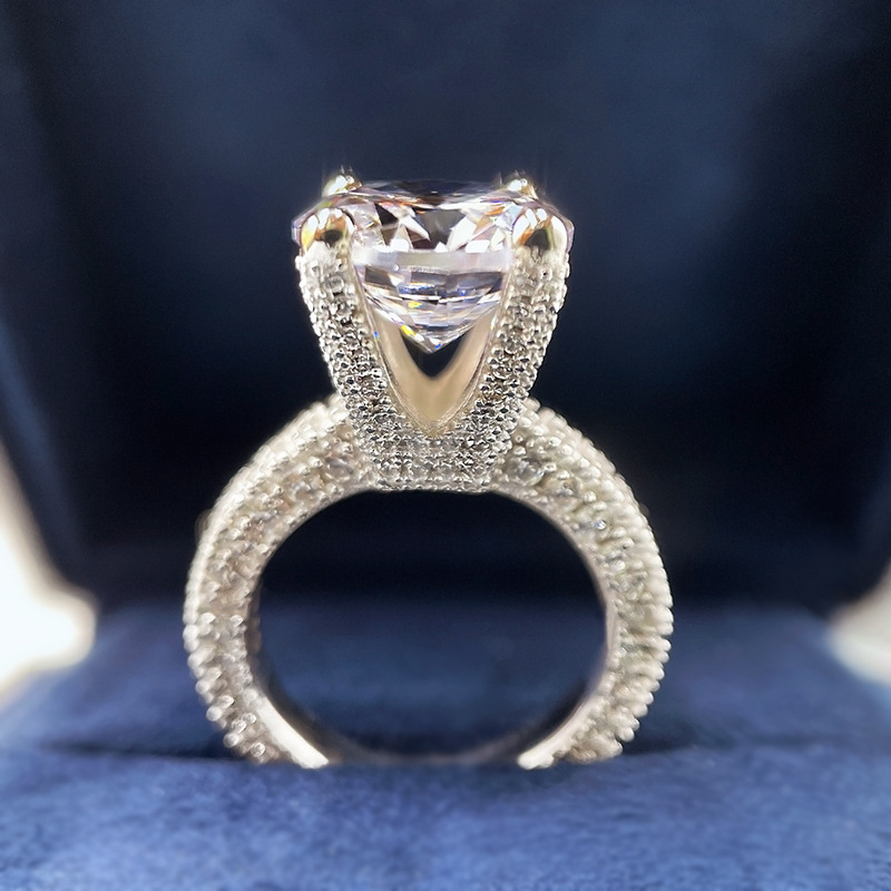 5CT D Color VVS1 Moissanite 925 Sterling Silver Engagement Wedding Ring,Luxury handmade personalized full circle little simulation diamond ring