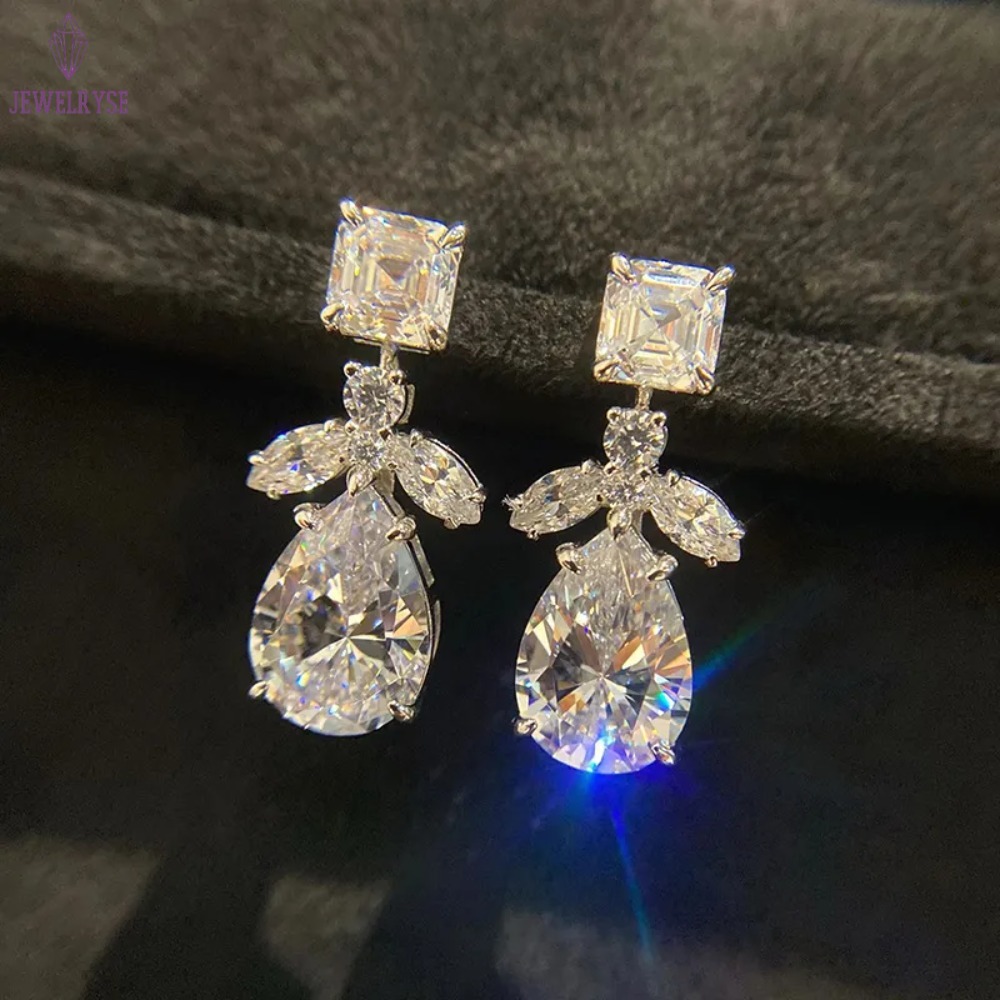 Elegant Sparkling Dangle Earrings Luxury Jewelry 925 Sterling Silver Water Drop Pear 5A Cubic Zircon CZ Diamond Gemstones Party Eternity Women Earring