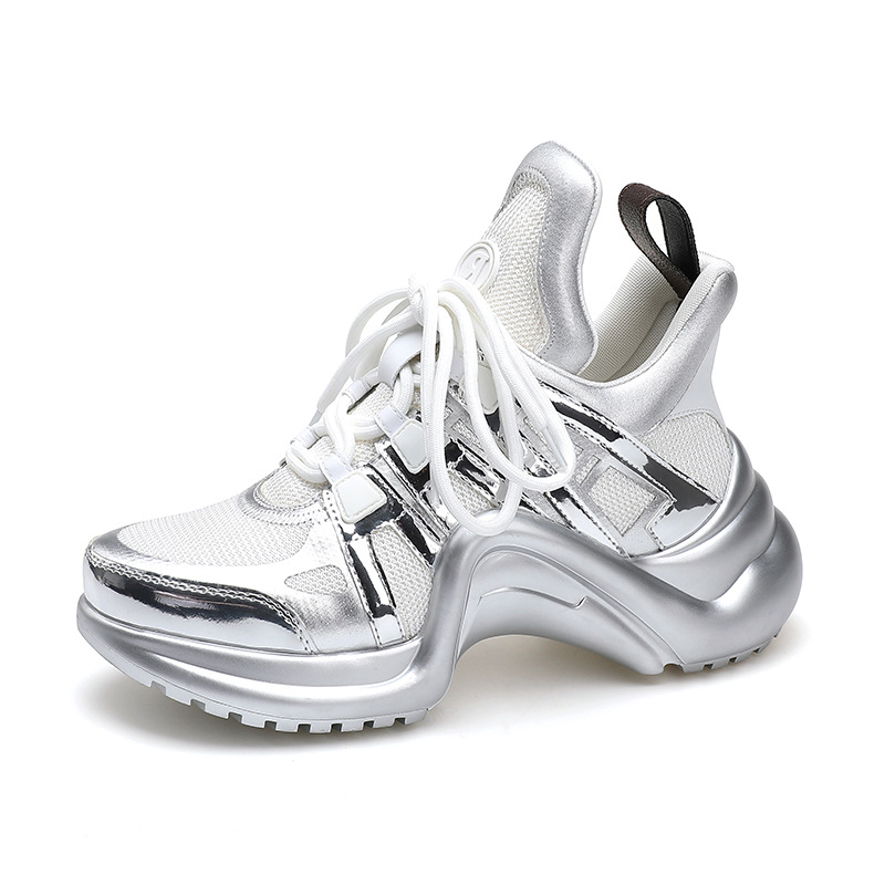 Free shipping Spring and autumn sneakers Fashionable and versatile sneakers dad shoes thick soled height increasing women's sports and casual spo