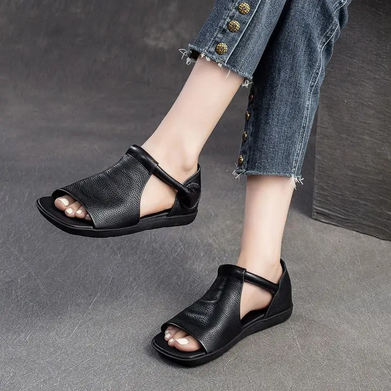 Summer Slippers Women Handmade Retro Thick Soles Non-slip Slides Woman Outside Casual Platform Shoes 251128