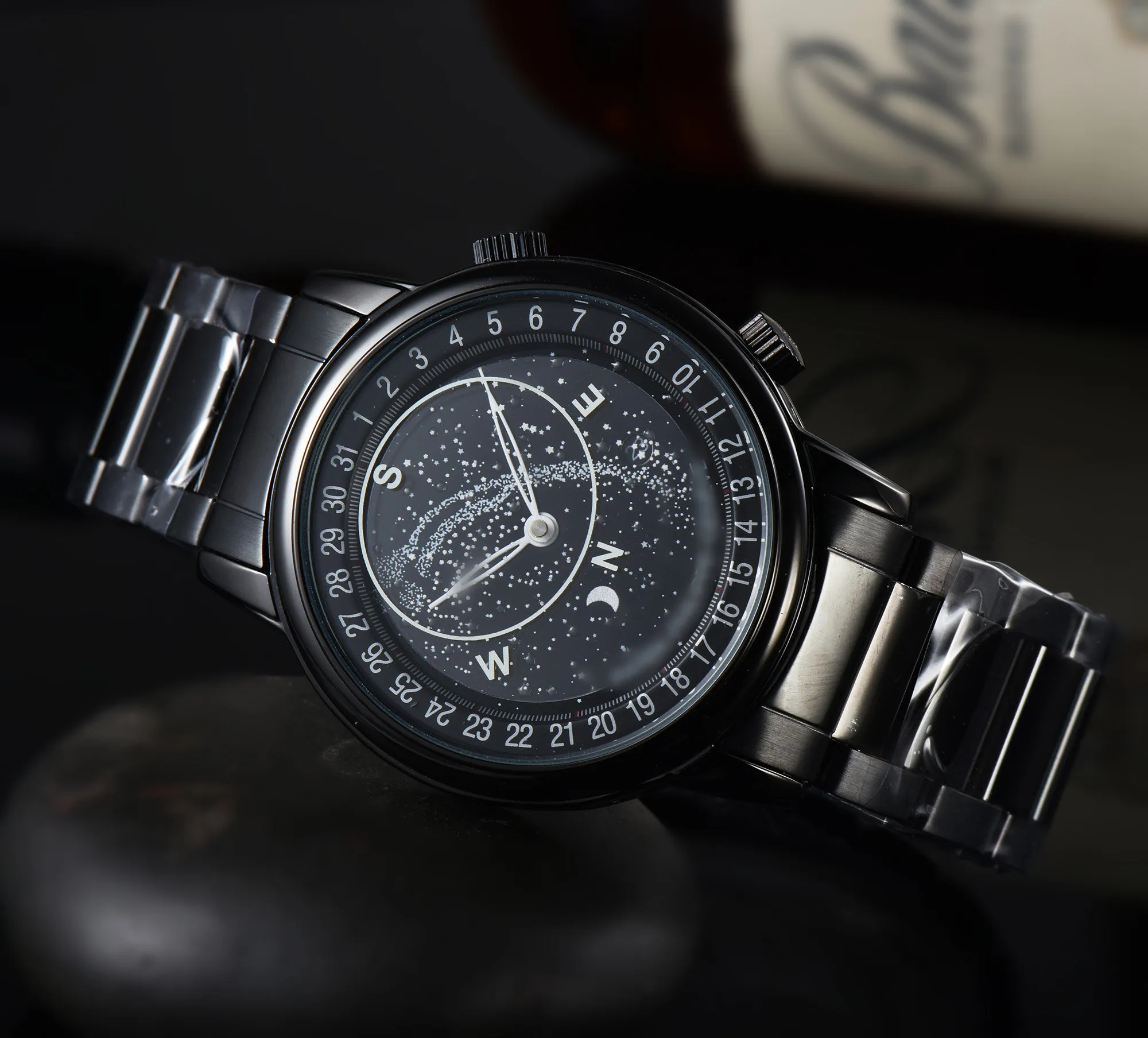 Luxury Men's Women's Fashion 5102 6102 6104 Watch Sky Moon Phase Automatic Movement Watch TOP Men's background Transparent watch