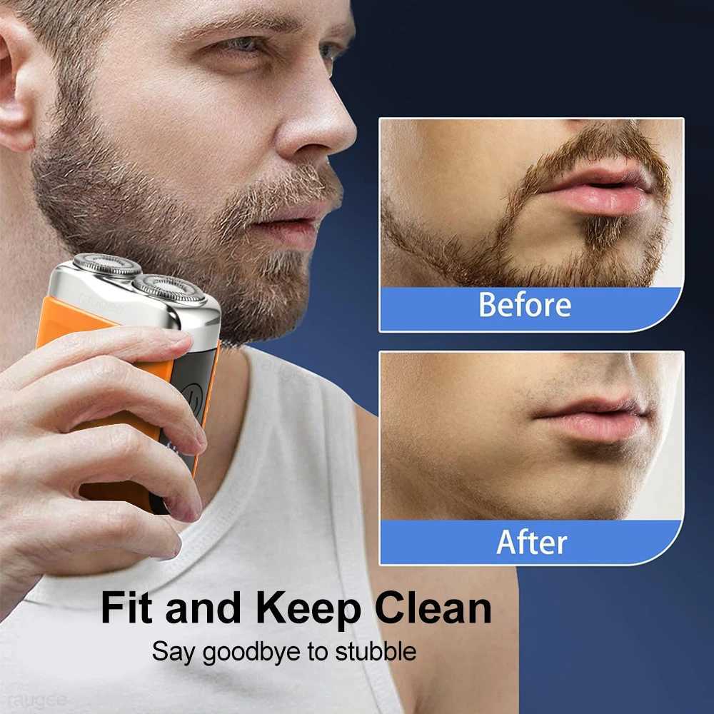 Portable Electric Shaver For Men Beard Trimmer USB Rechargeable Face Beard Shaving Dual Blade Home Travel Mini Face Rotary Razor C251128