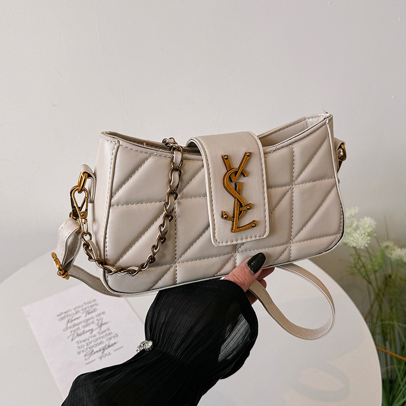 Free Shipping Chain Underarm Bag Women 2025 New Style Fashion Versatile Party Bag Letter Print Shoulder Crossbody Bag Pink Khaki hot sale