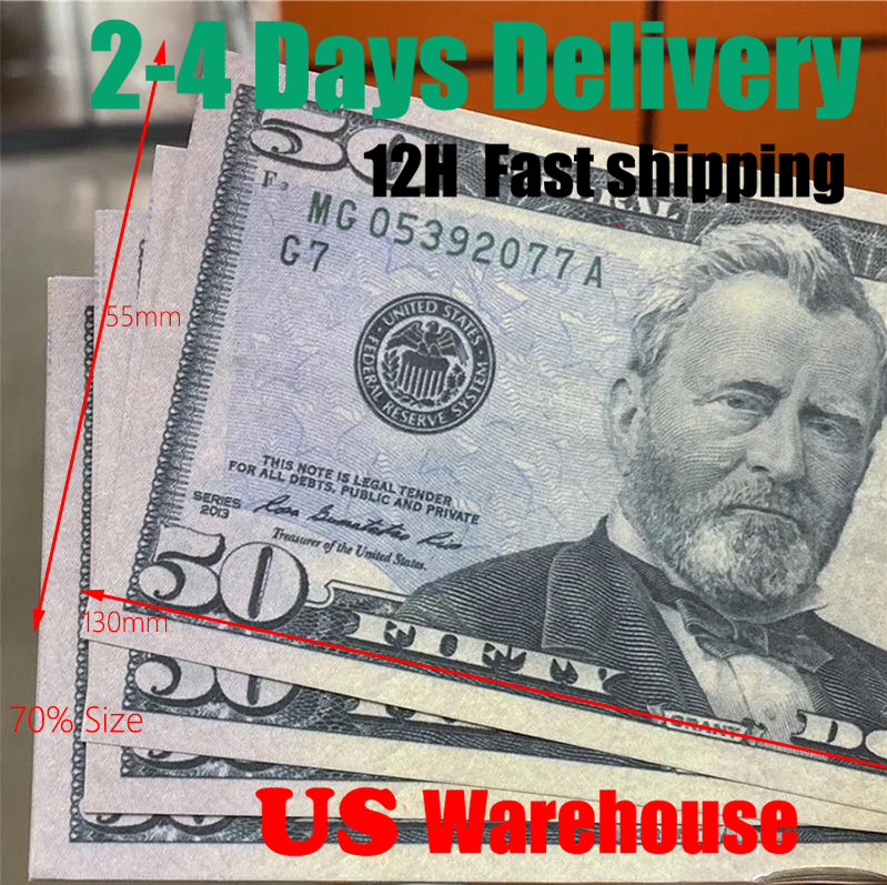 Wholesales Prop Money USA Dollars Party Supplies Fake Money For Movie Banknote Paper Novelty Toys 20 50 100 Dollar Education Toy for Music Video 130*55mm 70% Size