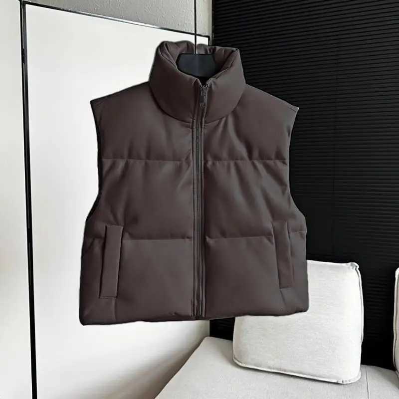 2025 Fashionable Short Autumn Winter Vest Womens Stand Collar Jacket Korean Style Casual Design Sense Niche Market OuterwearT251128