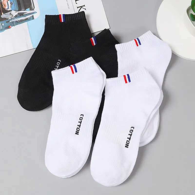 5 /10 Pairs 1 Lot Socks Men Summer Thin Low Tube Breathable White Black Striped Gift Sport Ankle Socks 1 Pack Calcetines Hombre J251128