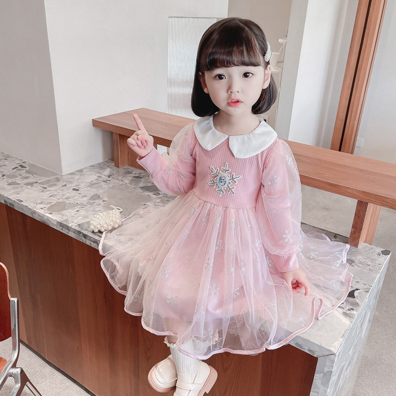 Disney baby designer clothing princess dress birthday outfit dress girls dress dress infant clothes princess Elsa dress children's net dress comf