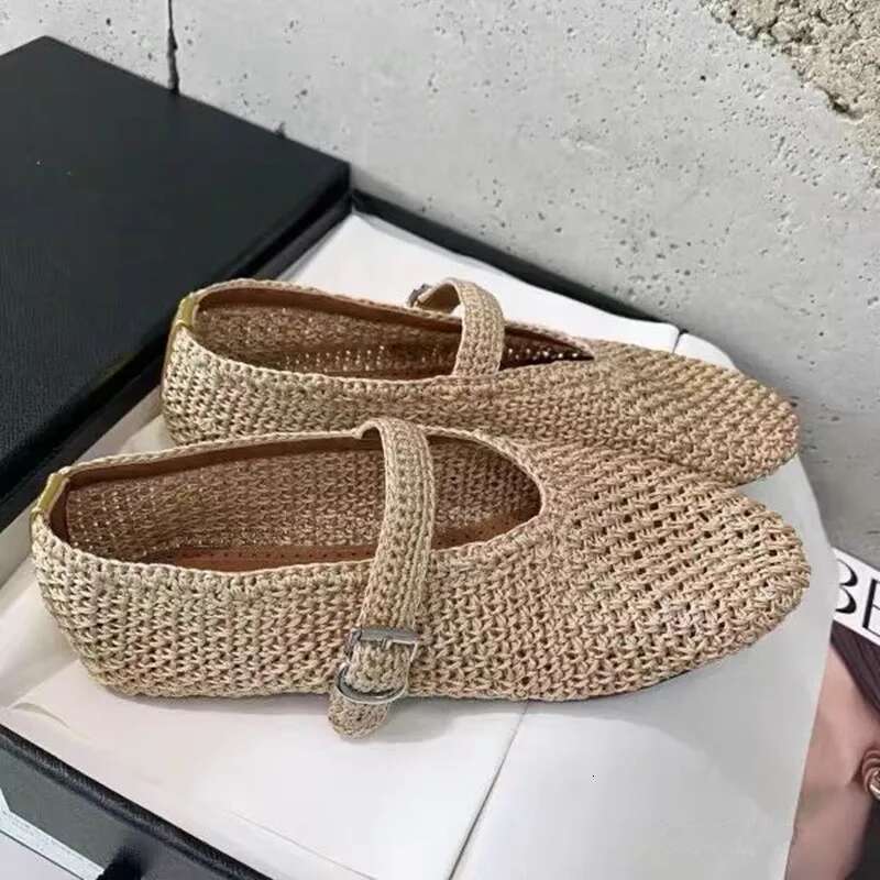 Early Spring Breathable Runway Style Flat Ballet Shoes For Women, Retro And Fashionable, Fly Woven Sne-piece Strap Single Shoes,