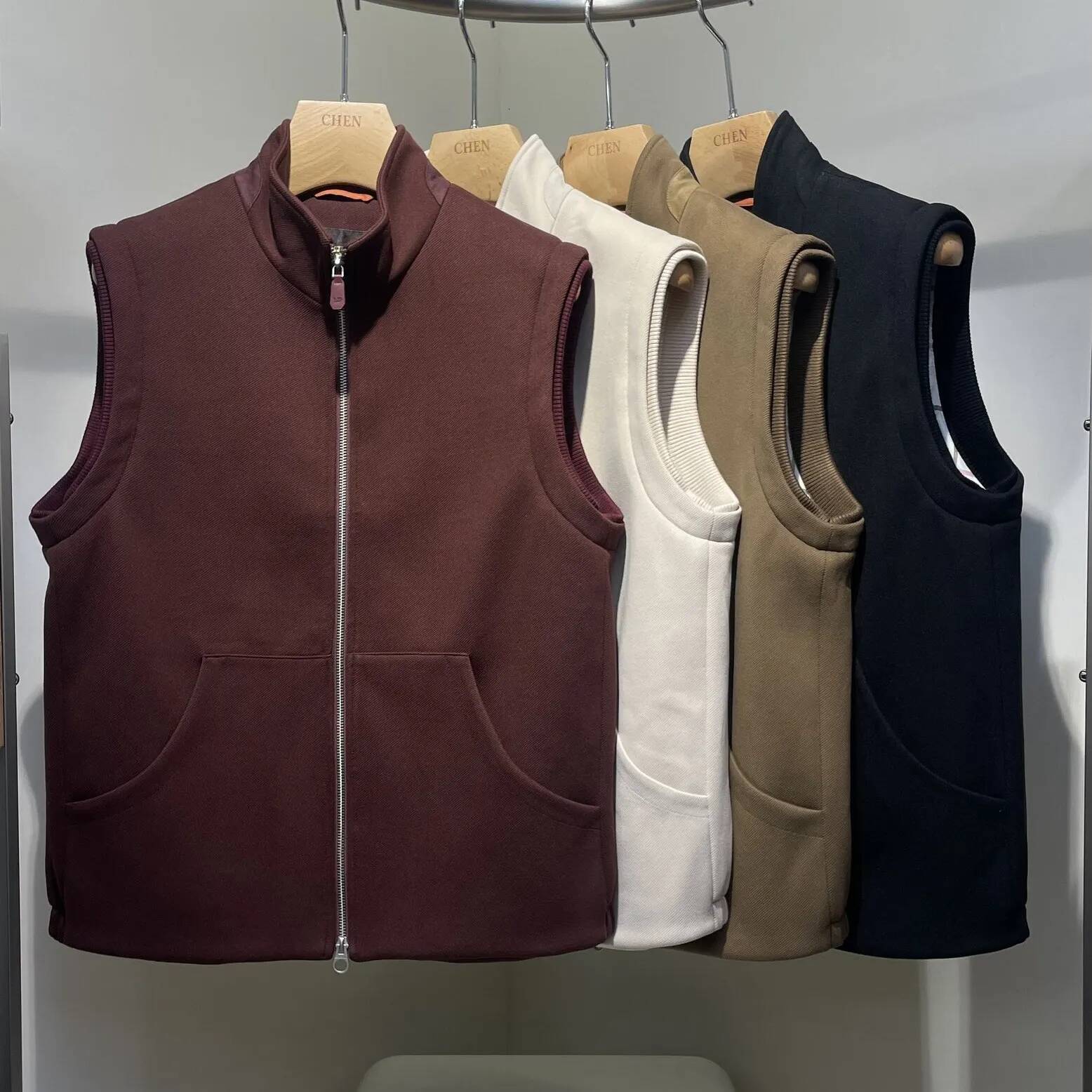 Italy LP Clothing 2025 Early Autumn New Simple Solid Color Fashion Stand-Up Collar Men's Casual Vest Jacket