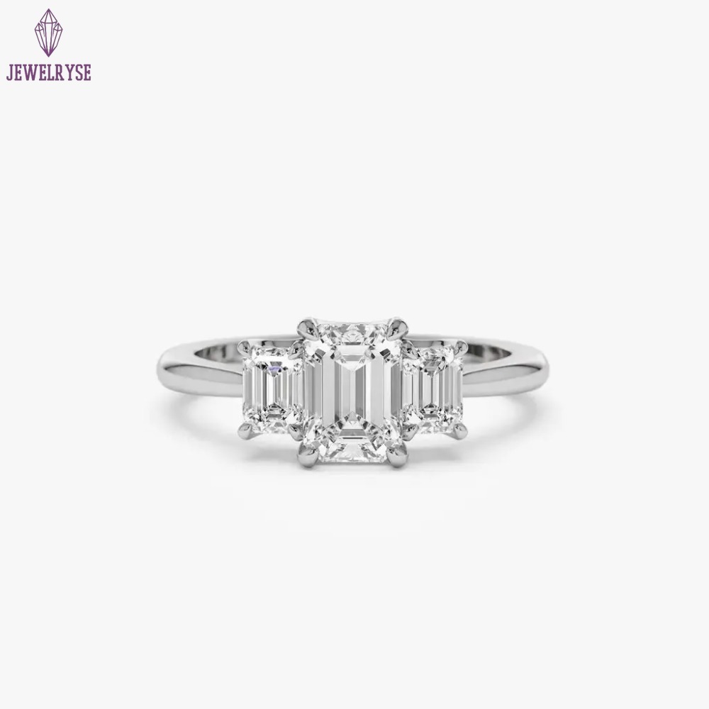 10K 14K 18K White Gold IGI Certificated Lab Grown Diamond 5CT Vintage Engagement Emerald Cut Ring