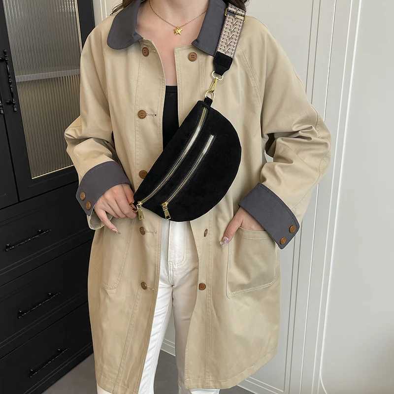 2025 Winter Faux Suede Chest Bag Woman Waist Bag Street Trend Fanny Pack Casual travel Female Shoulder Crossbody Bag Phone PurseT251128