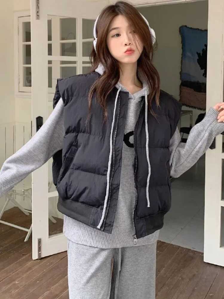 Vests Women Plus Velvet Solid Patchwork Zipper Autumn New Fashion All-match Korean Style Hipster Warm Sleeveless Tops PrevalentT251128