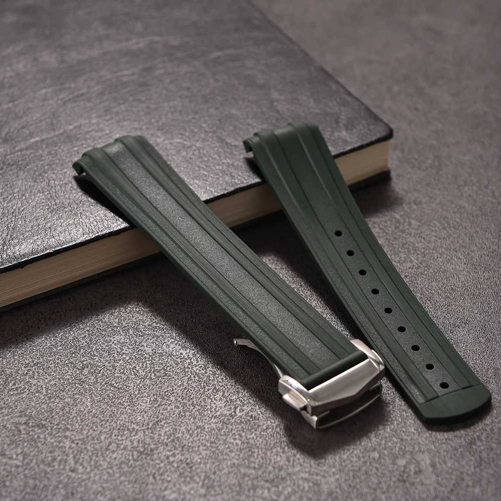 20mm Omega Seamaster 300 Replacement Strap Soft FKM Fluorous Rubber Diving Band with Curved Ends Fold Buckle Multiple Colors Q251127