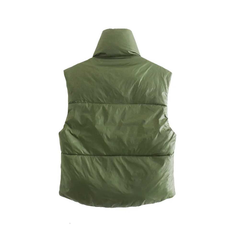 2025 Winter New Womens Casual Commuter Style Fashionable Versatile Slim Fit High Neck Sleeveless Reversible Cotton VestT251128