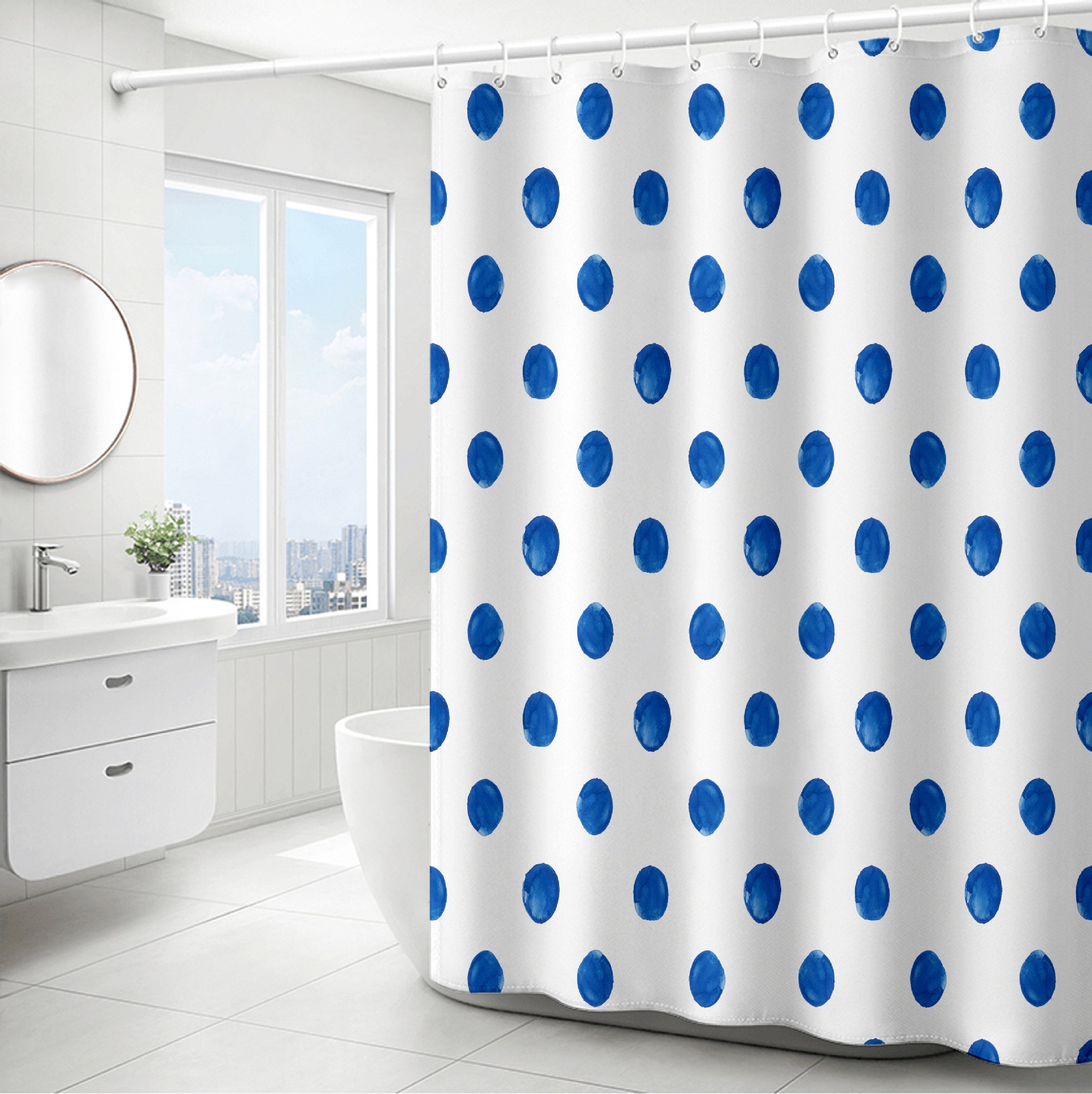 YL-37828 Polyester Marine Print Thickened Waterproof Shower Curtain - Multiple Styles Available for Wholesale Bathroom Curtains