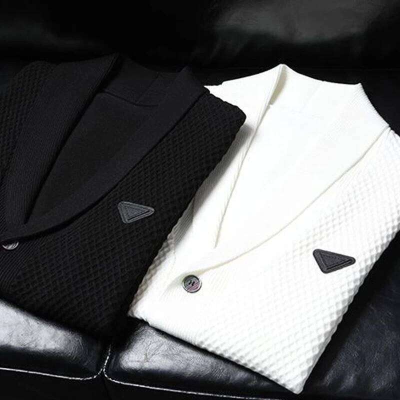 2025 Spring Summer Knitted Cardigan Vest Men's American Trendy Solid Color Slim Business Versatile Fashion Tops Men Aesthetic