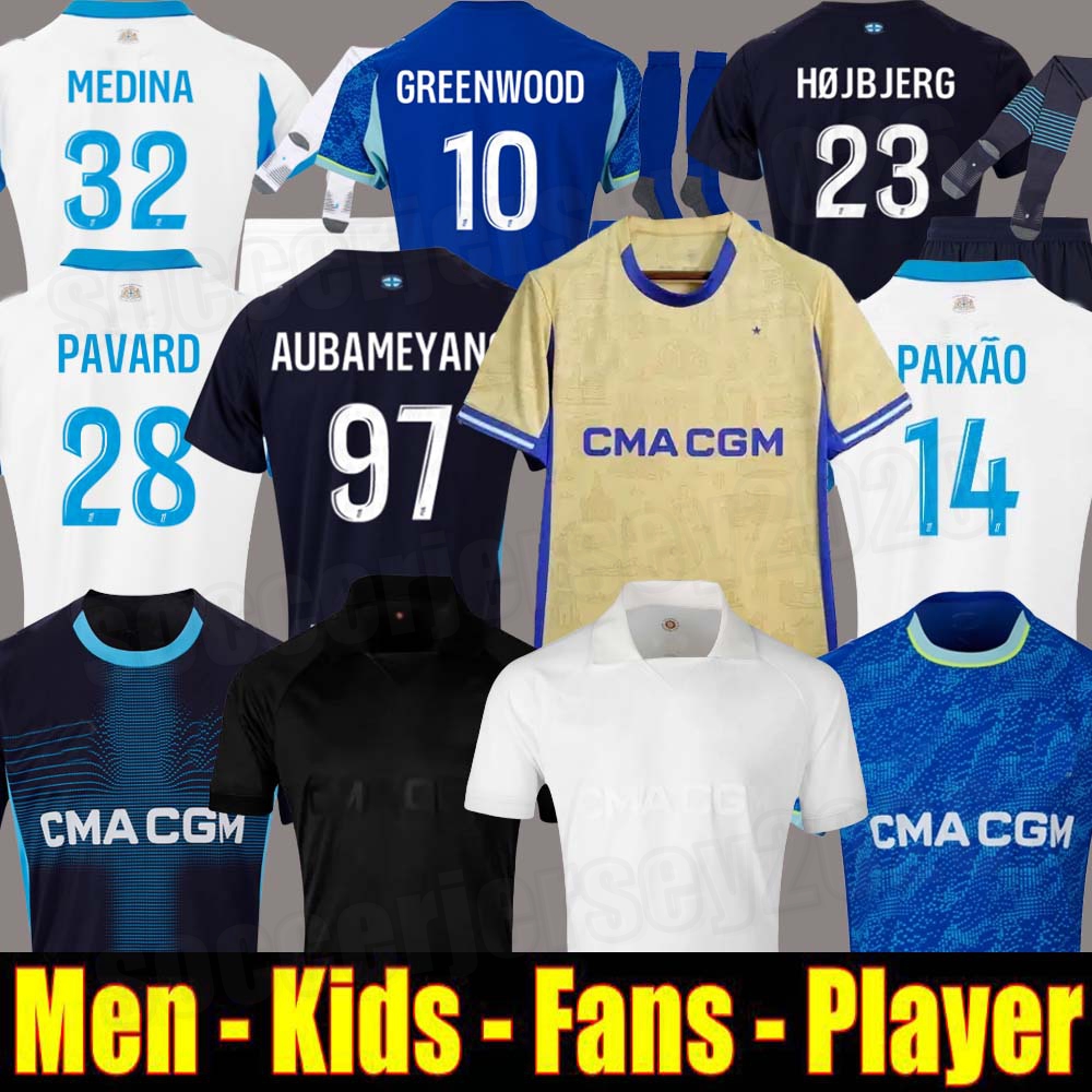 24 25 26 maillot de foot GREENWOOD marseilL e jersey soccer PAVARD MEDINA PAIxao MAUPAY OUNAHI harit 2025 2026 OM man KIDS football shirt hommes enfants ANGEL