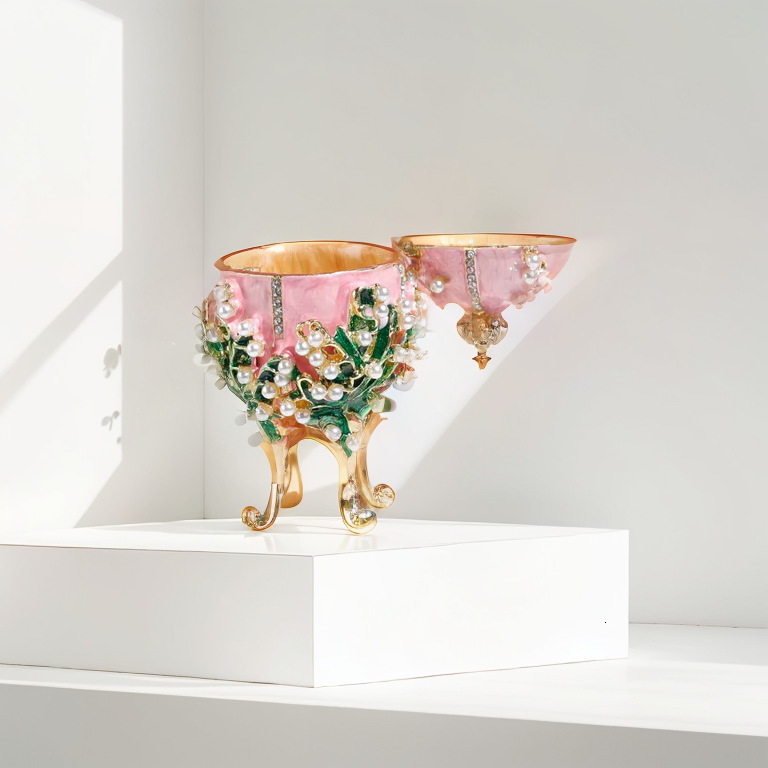 Jewelry Stand Enamel Easter Egg Crystal Flower Crown Trinkets Box Ring Holder Mini Storage Collectible Figurines Creative Gifts 230228