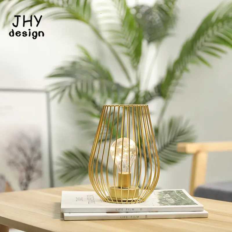 Golden Cage Table Lamp Battery Lanterns Cordless Lamp Battery Operated Lamp for Patio Garden Wedding Parties Indoor Outdoor M251128