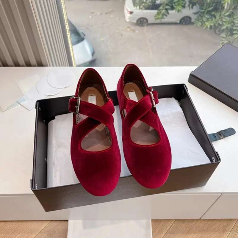 Spring and Autumn High Quality Cross Belt Buckle Mary Zhen Single for Women 2025 Veet Round Head Flat Ballet Shoes