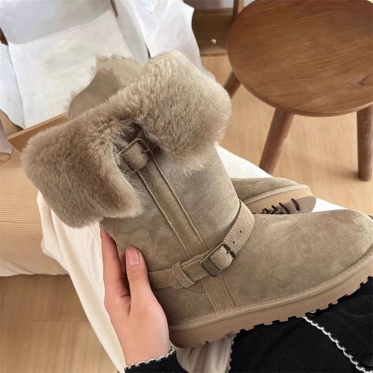 Knight boots fur-lined snow boots for women new style thick-soled women's high-top winter versatile thickened and warm cotton shoes