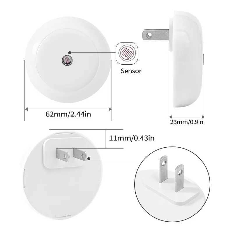LED Night Light Plug in Dusk To Dawn Smart Sensor Auto Dim Into Wall Night Lamp for Bathroom Hallway Kitchen Stairway Bedroom M251128