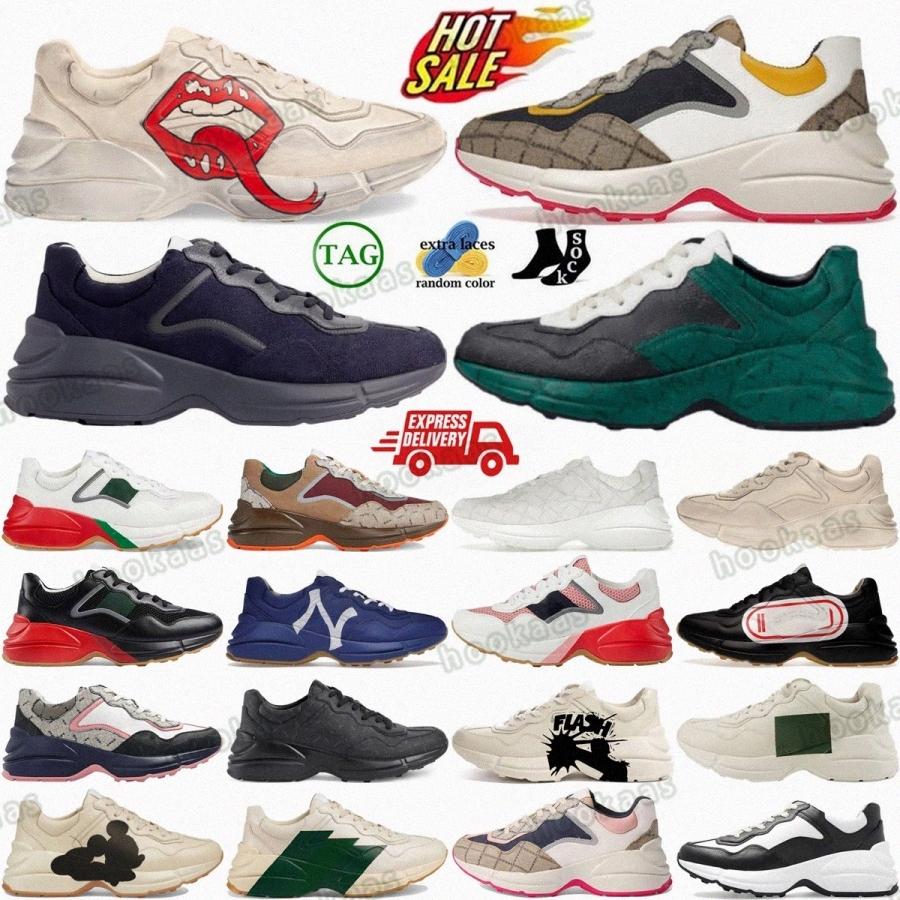 designer shoes Rhyton sneakers Rython sneaker shoe Beige Ebony Epilogue Green Red Mouth White Pink SEGA White Yankees Blue Vintage DistOic6#