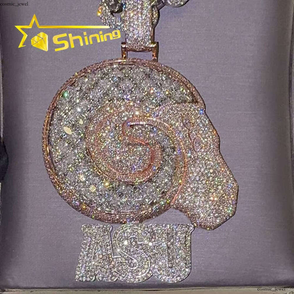 Ice out VVS Moissanite Hip-Hop Accessories Men's Pure Sier 14K Gold-Plated GRA Letter Silicone Stone IGI 18K Iced Pendant