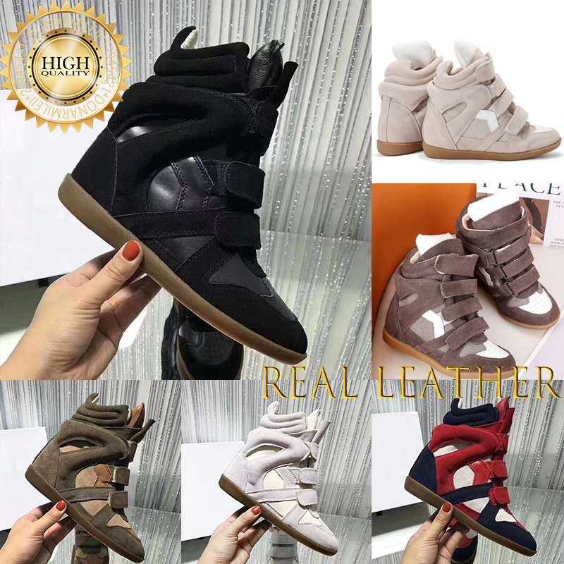 High Quality Designer Shoes Hot Sale-Black Genuine Leather Leather-trimmed Suede Wedge Sneakers Fashion Show Paris New Shoes Boots Unisex Style Size 35-42