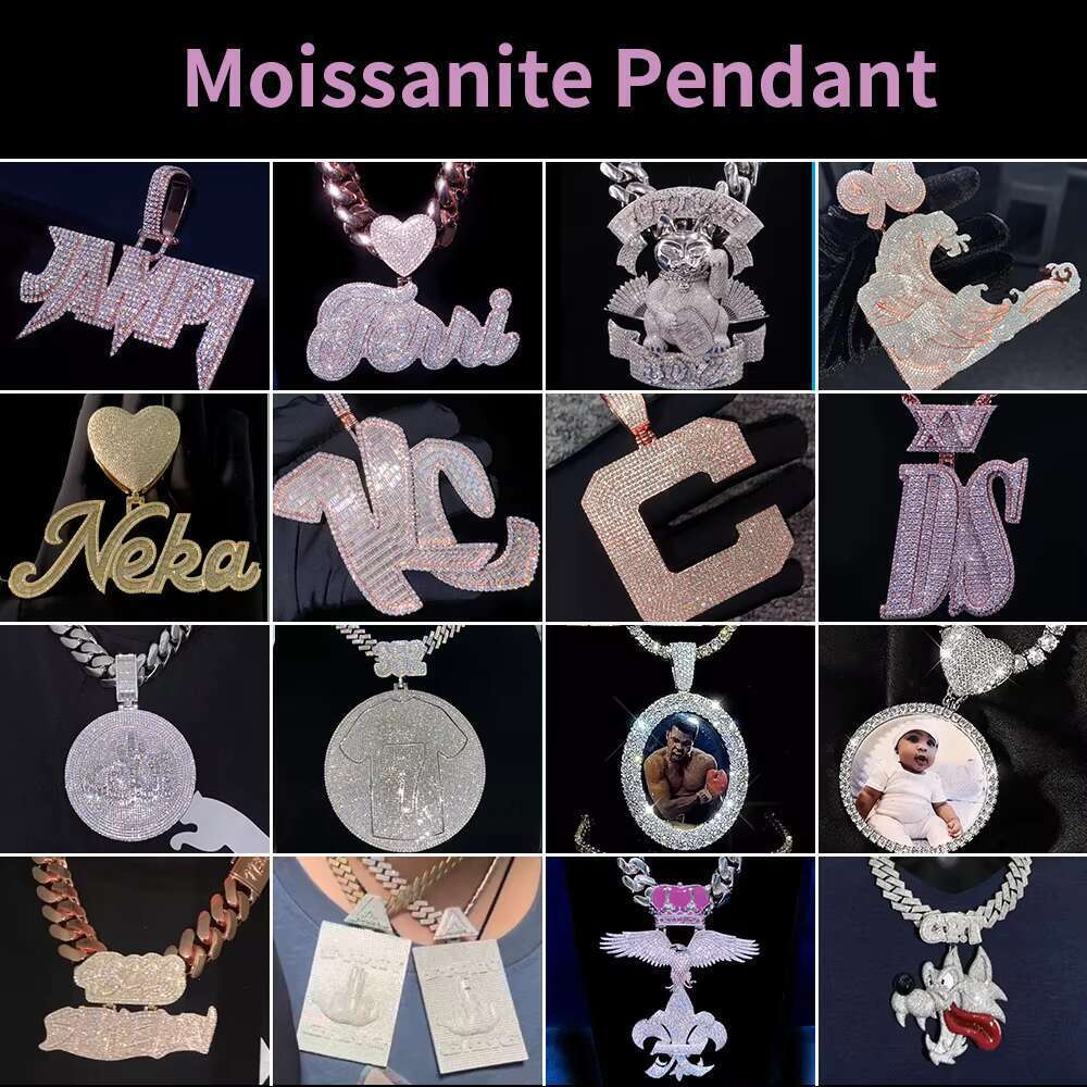 Hiphop Mossanite Sier Two tone Iced Round Charm VVSMoissanite Pendant