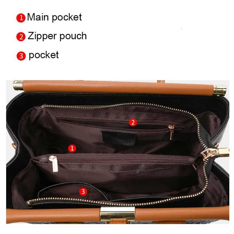 Aidrani New womens leather bag large capacity color blocking design handbag with crocodile pattern printed on the surface K251128