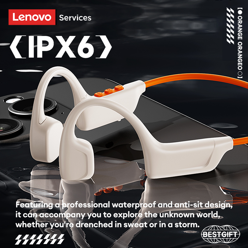 Lenovo S102 True Bone Conduction Wireless Earphones Open-Ear Design Bluetooth 6.0 Low-Latency Headphones Sports & Running Waterproof IPX6 with Android