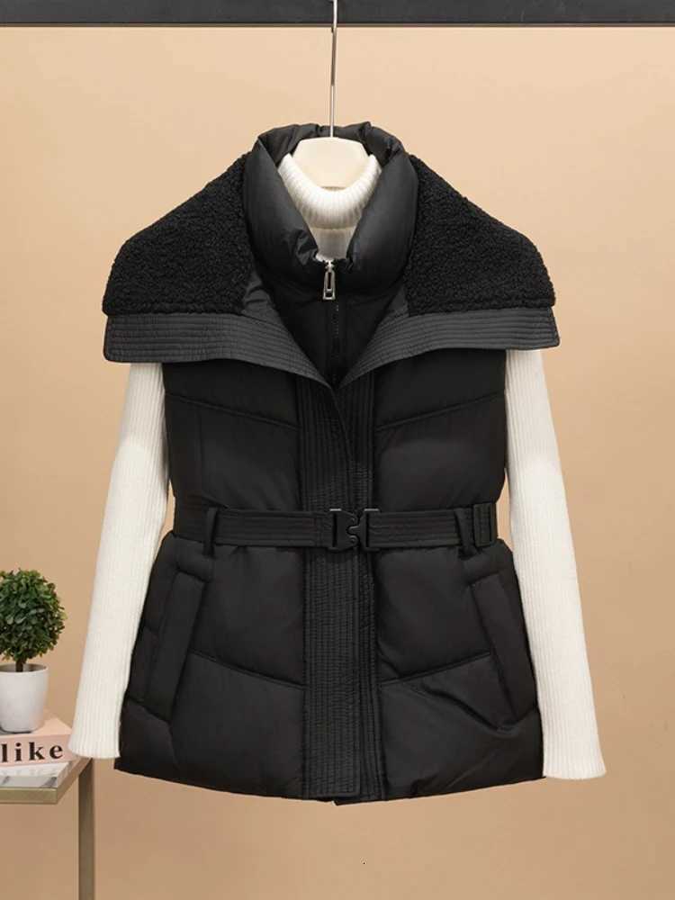 New Womens Quilted Puffer Vest Thicken Warm Winter Hooded Coat Solid Color Sleeveless Padded Outwear Cropped Button Zip Up CoatT251128