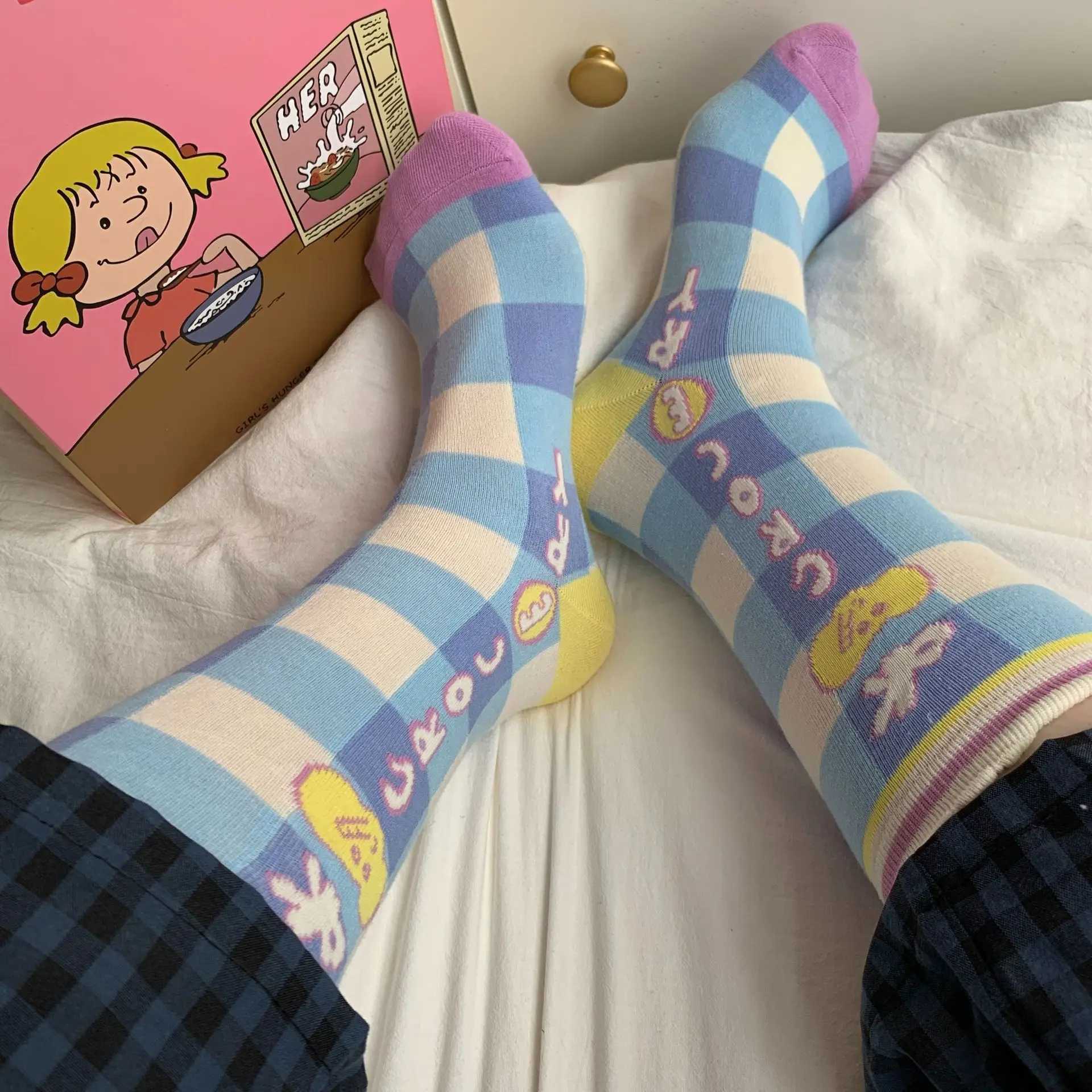 Women Little Tomato Socks Female Korean Mid-tube Ins JK Girls Cute Kawaii Cartoon All-season Casual Comfortable Cotton Socks J251128