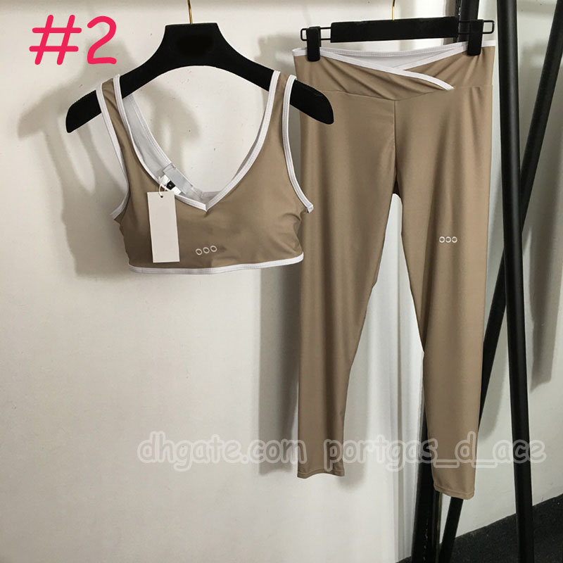 Designer Women Bras Leggings Set Letters Webbing Yoga Sporty Outfits Casual Summer Cropped Sporty Tanks Legings Tracksuits