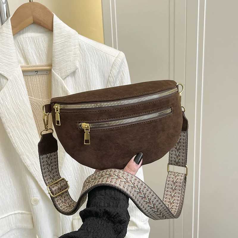 2025 Winter Faux Suede Chest Bag Woman Waist Bag Street Trend Fanny Pack Casual travel Female Shoulder Crossbody Bag Phone PurseT251128