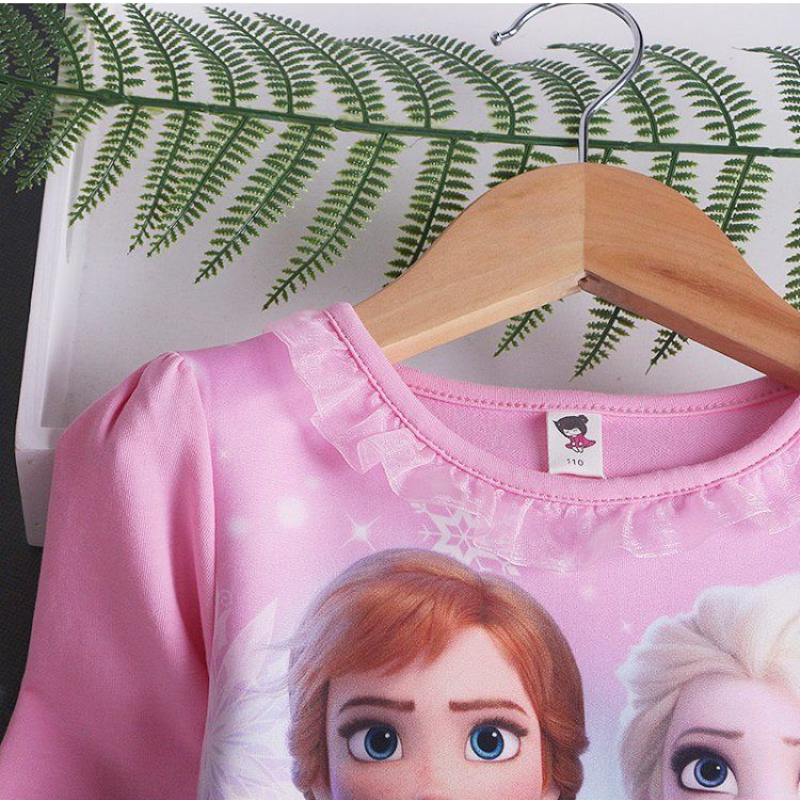 Disney children's designer clothes Elsa princess dress birthday party dress A-line short dress baby spring suit girl's long-sved dress sprin