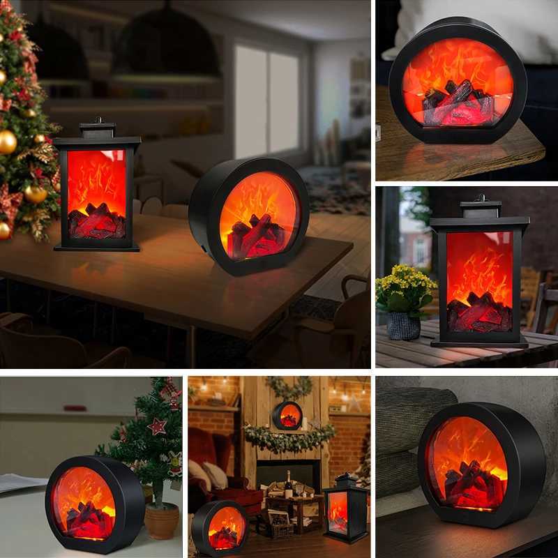 Fireplace Decorative Lantern Night Light For Party Christmas Holiday LED Simulation Log Flame Effect Home Gift Decor Lighting M251128