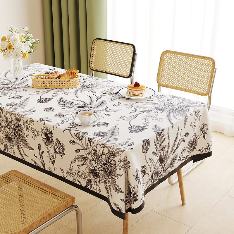 B433 new lambskin printed tablecloth light luxury atmosphere tablecloth waterproof and oil-proof washable coffee table cloth heat insulation