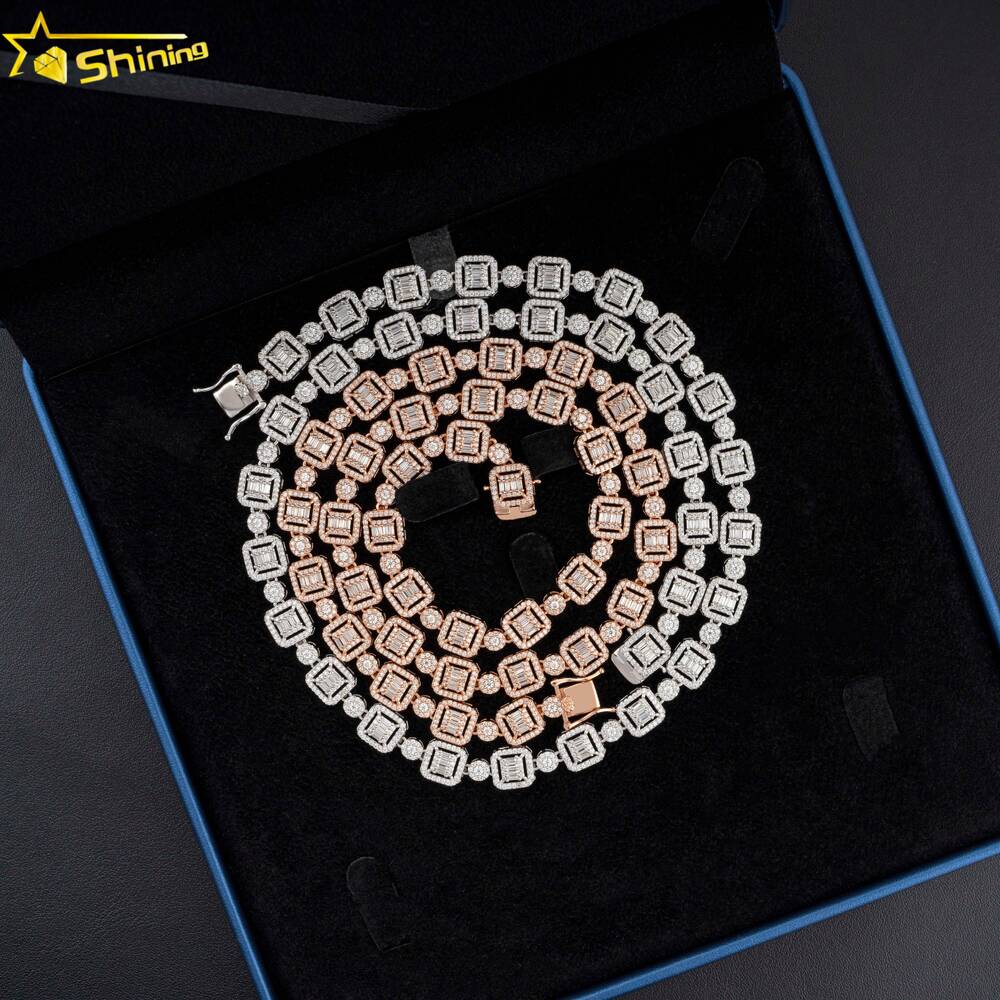 New Arrivals Hip Hop Iced Out Emerald Cut Moissanite Cuban Necklace for Women Men
