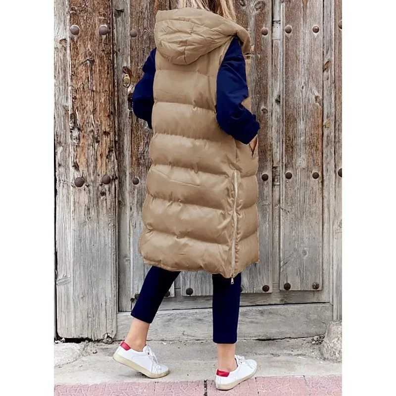 Women Autumn Winter Hooded Vest Coats Outwear Jacket Single-breasted Sleeveless Warm Solid Color Coats ParkaT251128