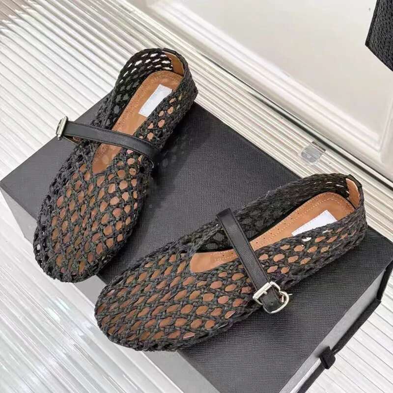 2025 Spring/Summer New Vine Grass Fishing Net Cave Sandals Women's Flat Ballet Mary Jane Casual Single Shoes
