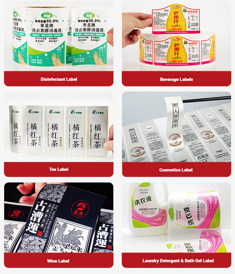 Custom Double-Sided Printing Adhesive Mineral Stickers Shampoo Beverage Water Liquor Label Roll Labels