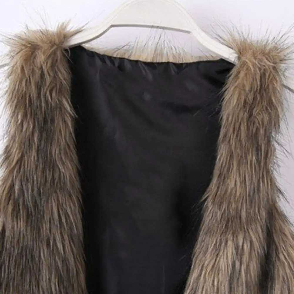 Fall Winter Women Jacket Vest Leather Fur Fluffy Sleeveless Cardigan Thick Open Stitch Casual Short Vest Waistcoat OuterwearT251128