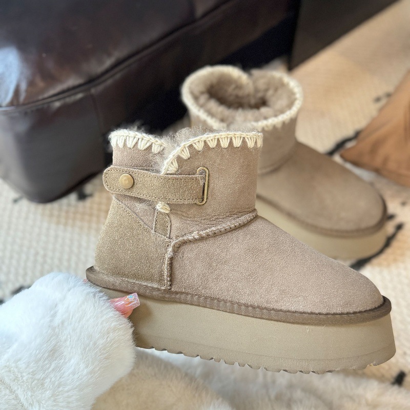 Free Freight Snow Boots For Women Winter New Real Sheep Fur Integrated Thick Sole Low Top Braided Non-Slip And Fleece Thick Boots 2025