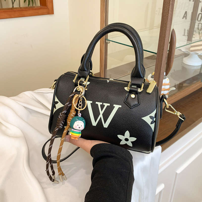Trendy 2025 Retro Monogram Print Crossbody Bag - Womens Fashion Square Shoulder Purse with Premium Floral Patterns, Multi-Functional Day-to-Night Hand