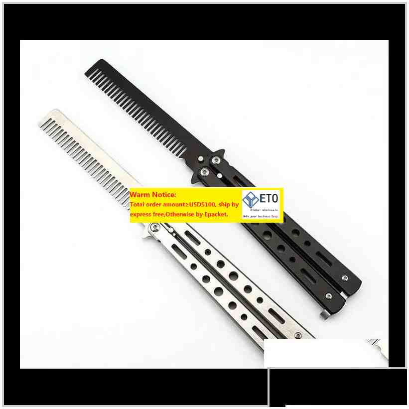 Hair Brushes 100Pcs Fashion Delicate Pro Salon Stainless Steel Folding Training Butterfly Practice Style Knife Comb Tool Jwgde Djlet D Dhlvu 369 LL