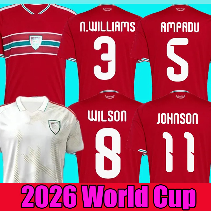 2026 Wales Soccer Jerseys World Cup Player Fans Rodon VOKES Home Football Shirt 2026 2027 Men kids kit Uniforms Football Shirts top BROOKS WILSON JOHNSON