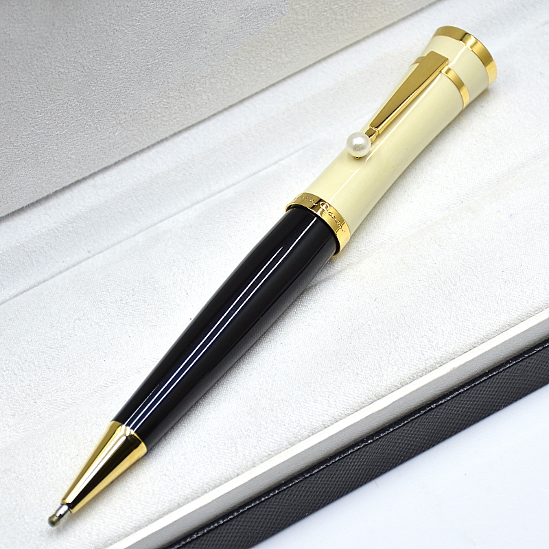 Fashion Goddess Greta Garbo Ballpoint Pen Rollerball Pen Black And White Resin Stationery Office School Writing Fountain Pens With Pearl Cap